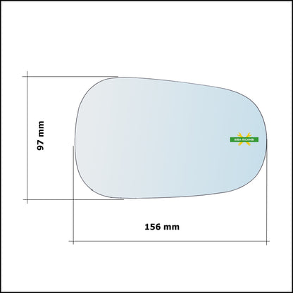 Piastra Retrovisore Asferica Termica Lato Sx-Guidatore Per Renault Symbol I (LB) dal 1998>