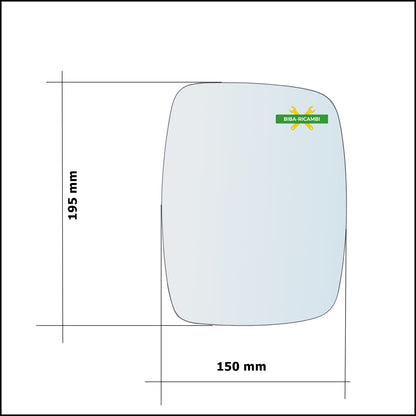 Vetro Specchio Retrovisore Asferico Lato Sx-Guidatore Per Mercedes Vito I (W638) dal 1996-2003