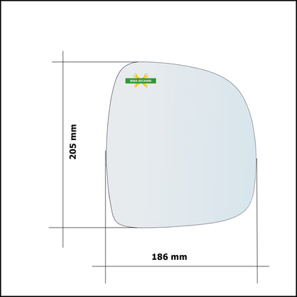 Vetro Specchio Retrovisore Asferico Lato Dx-Passeggero Per Mercedes Vito II (W639) dal 2003&gt;