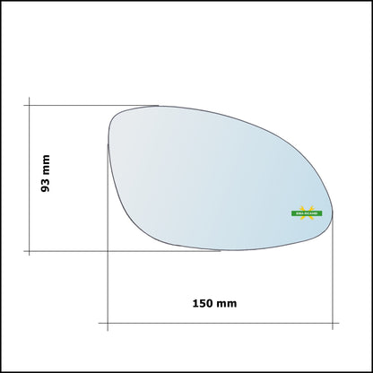 Vetro Specchio Retrovisore Asferico Lato Dx-Passeggero Per Opel Vectra B (J96) dal 1995-2004