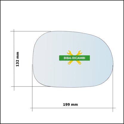 Vetro Specchio Retrovisore Asferico Lato Dx-Passeggero Per Mercedes ML (W163) solo dal 1998-2001