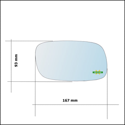 Aspherical Rearview Mirror Glass Right Passenger Side For Opel Calibra (C89) from 1989-1997