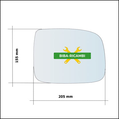 Vetro Specchio Retrovisore Asferico Lato Dx-Passeggero Per Isuzu D-Max I (TFR,TFS) solo dal 2002-2008