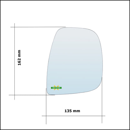 Vetro Specchio Retrovisore Cromato Asferico Lato Dx-Passeggero Per Citroen Berlingo II (B9) dal 2013-2018