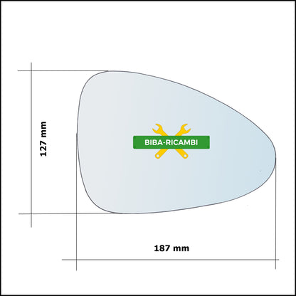 Piastra Specchio Retrovisore Termica Lato Passeggero Per Porsche Panamera I (970) dal 2009>