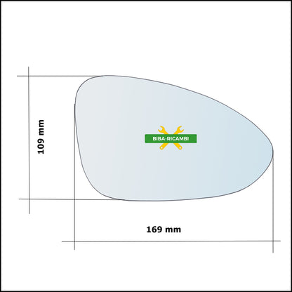 Vetro Specchio Retrovisore Asferico Lato Dx-Passeggero Per Porsche Sport Turismo dal 2017>