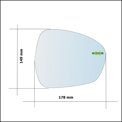 Piastra Specchio Retrovisore Con Blind Spot Lato Guidatore Per Alfa Romeo Stelvio (949) dal 2016>