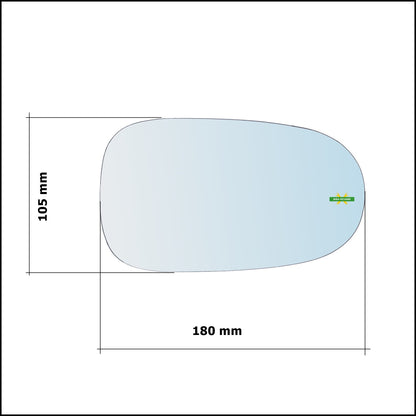 Vetro Specchio Retrovisore Cromato Asferico Lato Sx-Guidatore Per Nissan Almera II (N16) dal 2000-2006