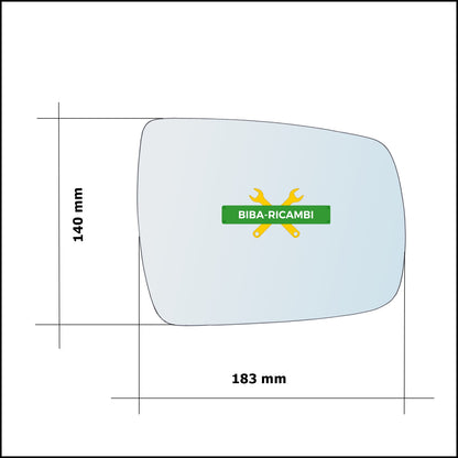 Vetro Specchio Retrovisore Lato Dx-Passeggero Per Kia Sorento II (XM) dal 2009&gt;