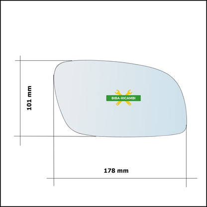 Vetro Specchio Retrovisore Lato Dx-Passeggero Per Volkswagen Touran 2003-2010