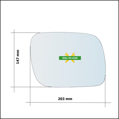 Vetro Specchio Retrovisore Lato Sx-Guidatore Per Vw Touareg I (7LA) solo dal 2002-2009