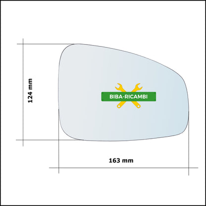 Vetro Specchio Retrovisore Asferico Lato Dx-Passeggero Per Renault Laguna III (BT0/1) dal 2007-2015