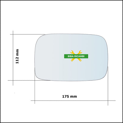 Vetro Specchio Retrovisore Asferico Lato Dx-Passeggero Per Ford Fiesta II (FBD) dal 1983-1989