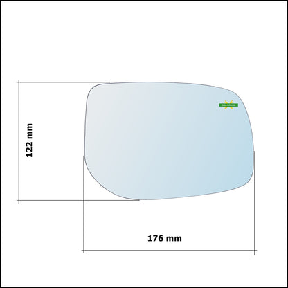 Vetro Specchio Retrovisore Cromato Asferico Lato Dx-Passeggero Per Toyota Avensis (T25) dal 2003-2008