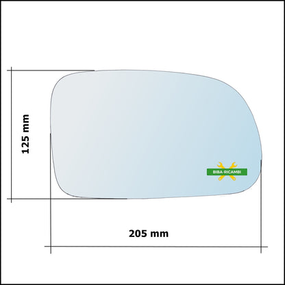 Vetro Specchio Retrovisore Asferico Lato Sx-Guidatore Per Ssangyong Actyon I dal 2005&gt;