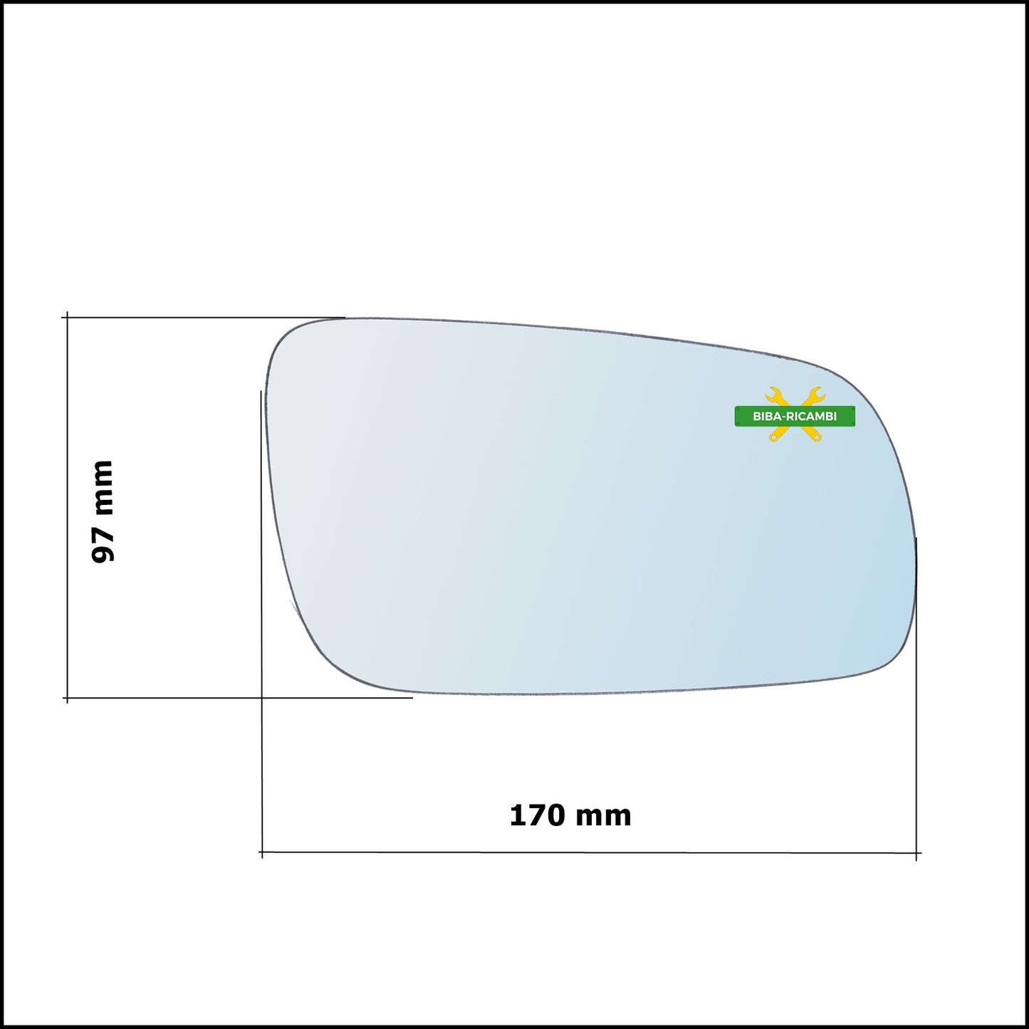 Vetro Specchio Retrovisore Cromato Lato Sx-Guidatore Per Volkswagen Bora (1J) dal 1998-2005