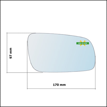 Vetro Specchio Retrovisore Cromato Lato Sx-Guidatore Per Seat Arosa (6H) dal 1997-2004
