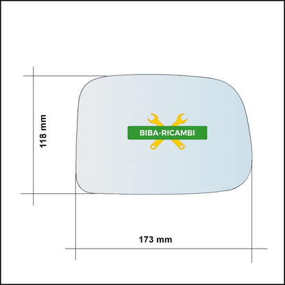 Vetro Specchio Retrovisore Asferico Lato Dx-Passeggero Per Toyota Hilux VI Pick-up (N1) solo dal 1994-2001