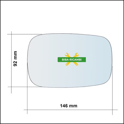 Vetro Specchio Retrovisore Asferico Lato Dx-Passeggero Per Volkswagen Maggiolino