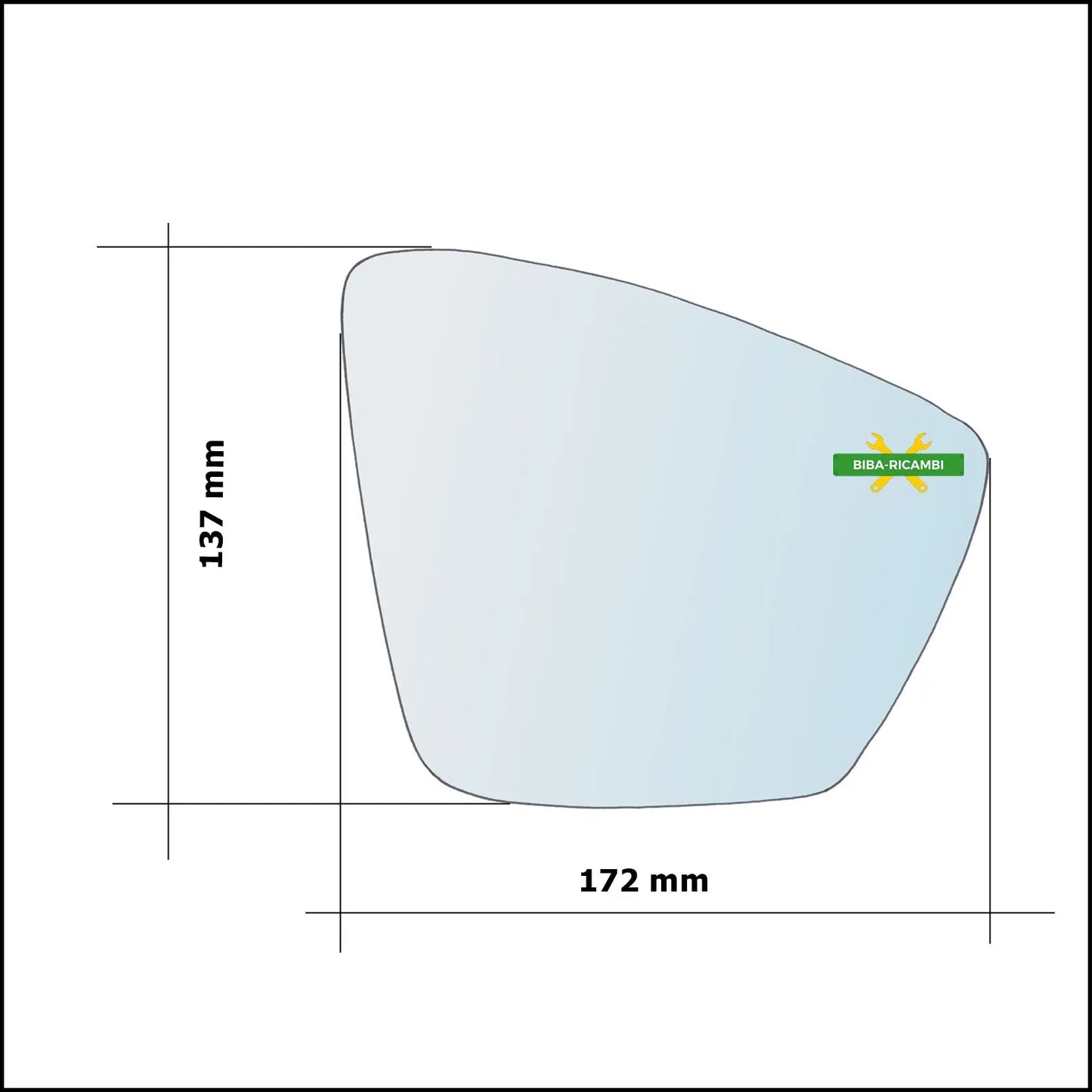 Piastra Retrovisore Termica Asferica Lato Dx-Passeggero Per Skoda Kodiaq (NS7) dal 2016&gt; BIBA-RICAMBI