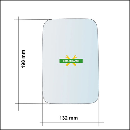 Vetro Specchio Retrovisore Lato Dx-Passeggero Per Piaggio Porter dal 2010&gt; BIBA-RICAMBI