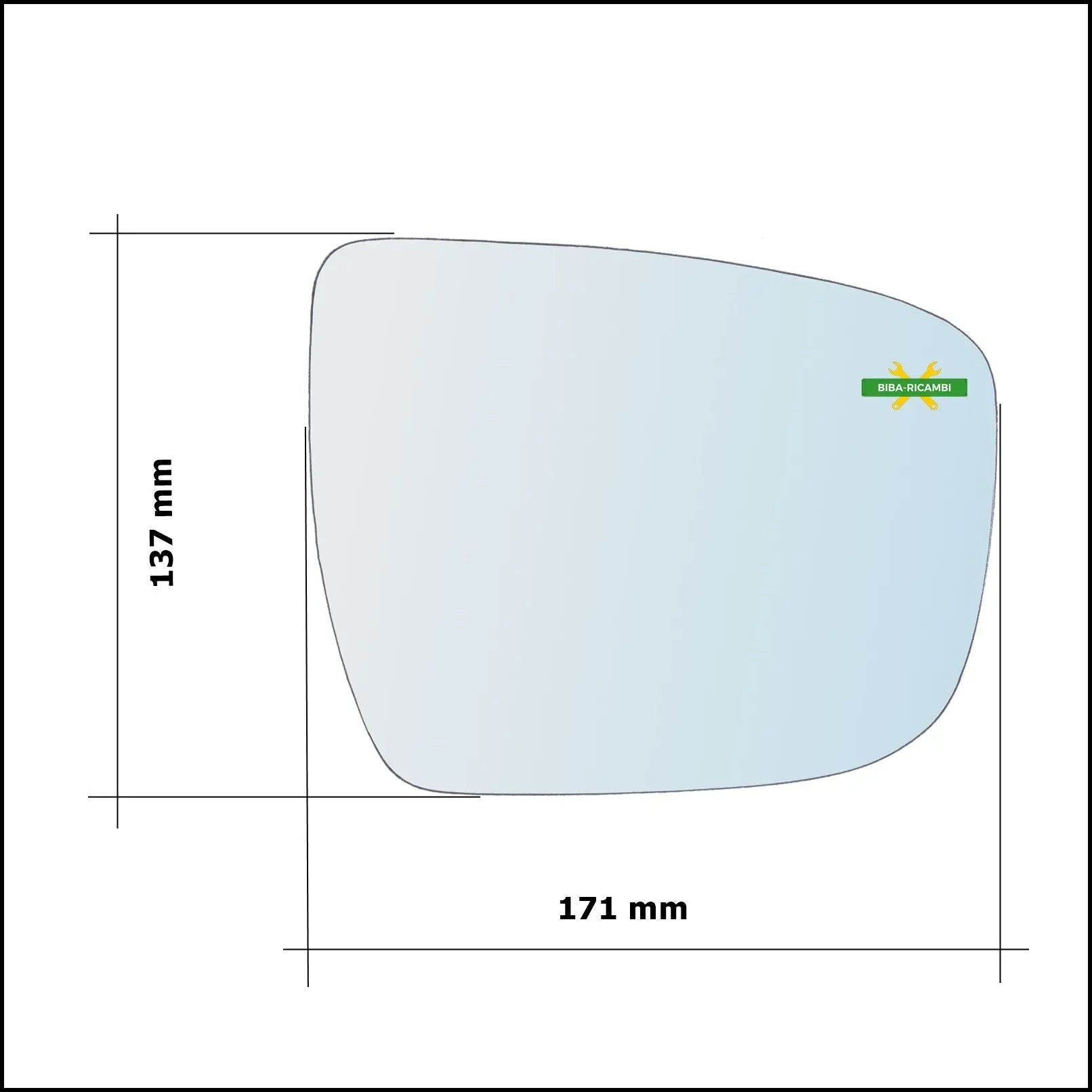 Piastra Specchio Retrovisore Termica Lato Dx-Passeggero Per Nissan Juke II (F16) dal 2019&gt; BIBA-RICAMBI