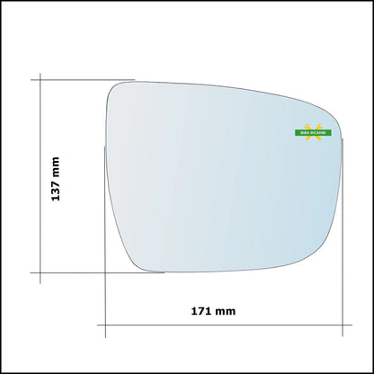 Piastra Specchio Retrovisore Termica Lato Dx-Passeggero Per Nissan Juke II (F16) dal 2019&gt; BIBA-RICAMBI