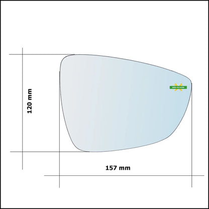 Piastra Specchio Retrovisore Termica Lato Dx-Passeggero Per Ford Focus IV dal 2018&gt; BIBA-RICAMBI