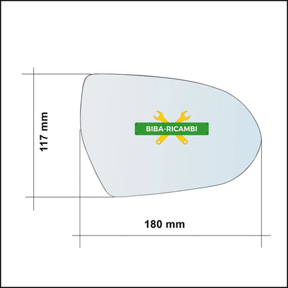 Vetro Specchio Retrovisore Asferico Lato Sx-Guidatore Per Kia Niro (DE) dal 2016&gt; BIBA-RICAMBI