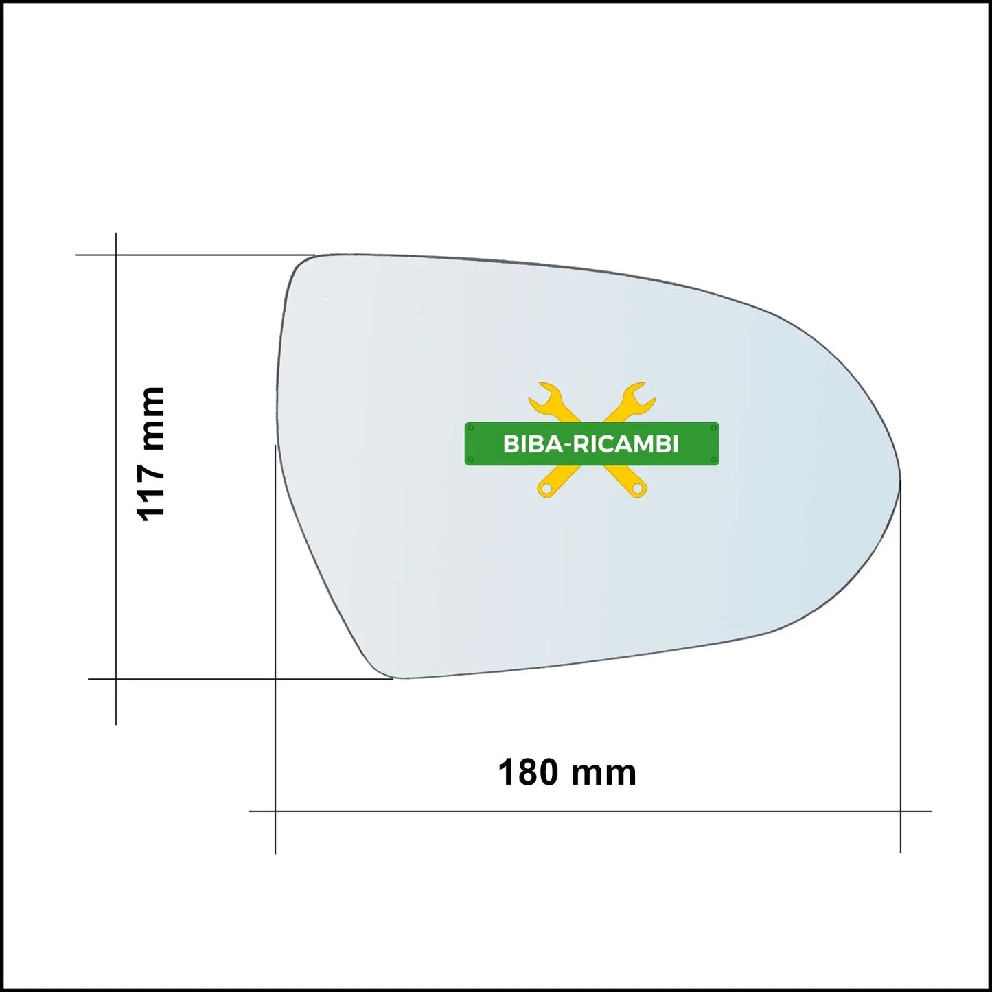 Vetro Specchio Retrovisore Asferico Lato Dx-Passeggero Per Kia Niro (DE) dal 2016&gt; BIBA-RICAMBI