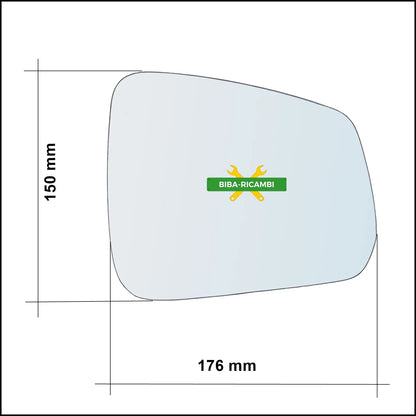 Piastra Specchio Retrovisore Termica Asferica Lato Dx-Passeggero Per Volkswagen Caddy V (SBA, SBH) dal 2020&gt; BIBA-RICAMBI