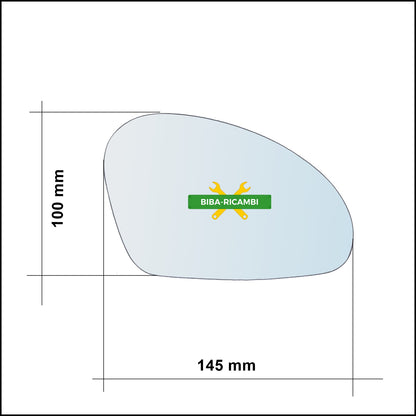 Vetro Specchio Retrovisore Cromato Asferico Lato Sx-Guidatore Per Seat Ibiza III (6L1) dal 2002-2009