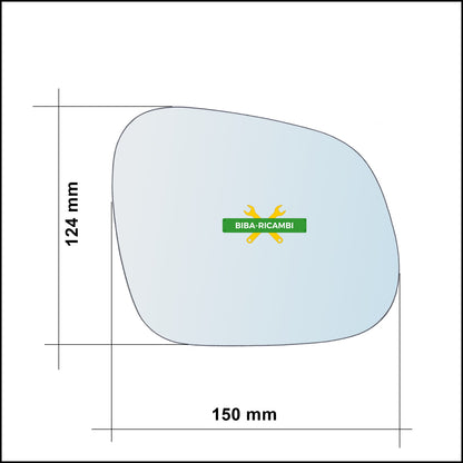 Vetro Specchio Retrovisore Cromato Asferico Lato Sx-Guidatore Per Seat Altea XL (5P5) solo dal 2007&gt;