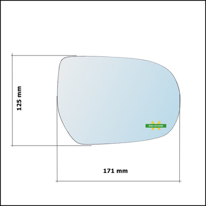 Vetro Specchio Retrovisore Cromato Asferico Lato Sx-Guidatore Per Mazda MPV II (LW) dal 1999-2003