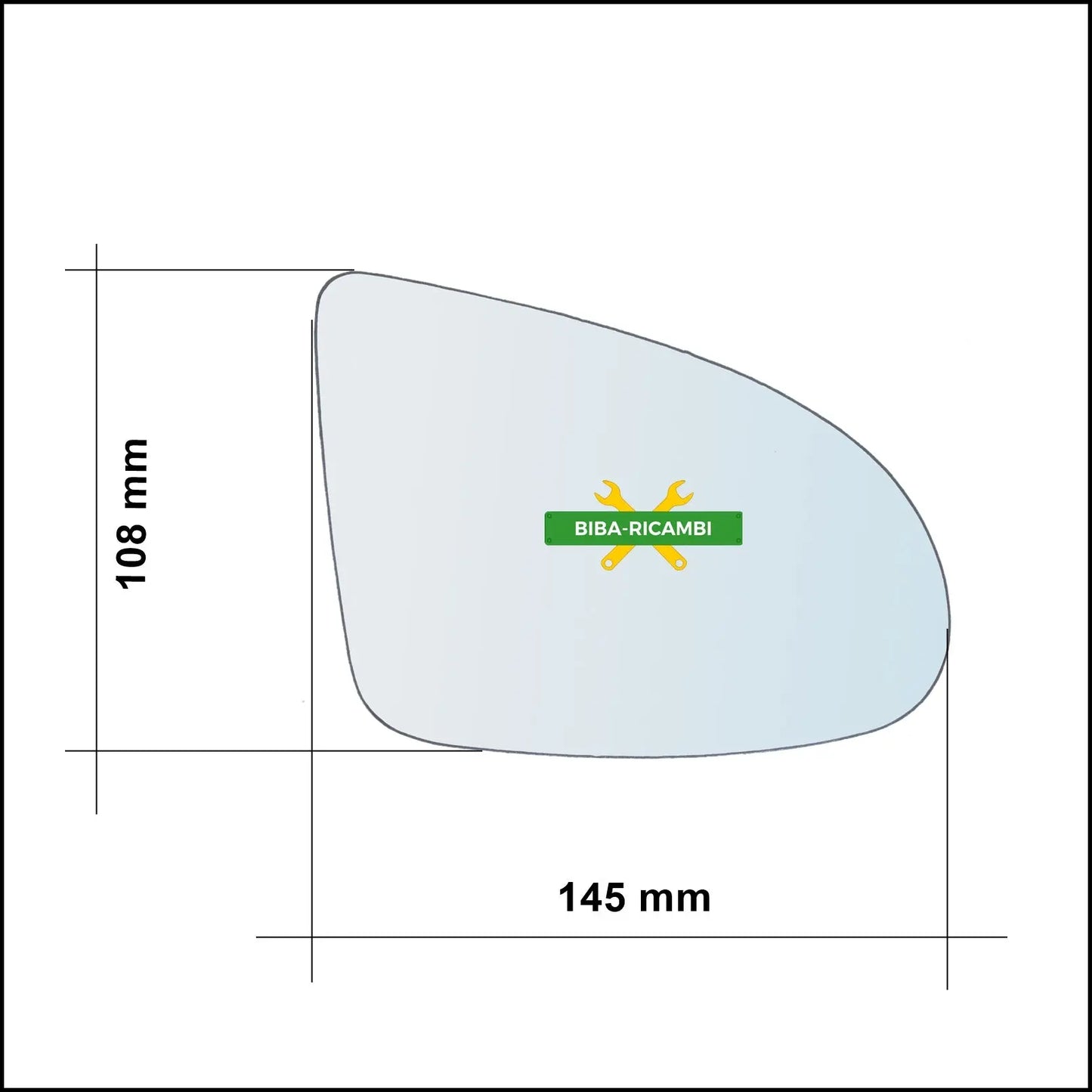 Vetro Specchio Retrovisore Cromato Lato Dx-Passeggero Per Audi A2 (8Z0) dal 2000-2005 BIBA-RICAMBI