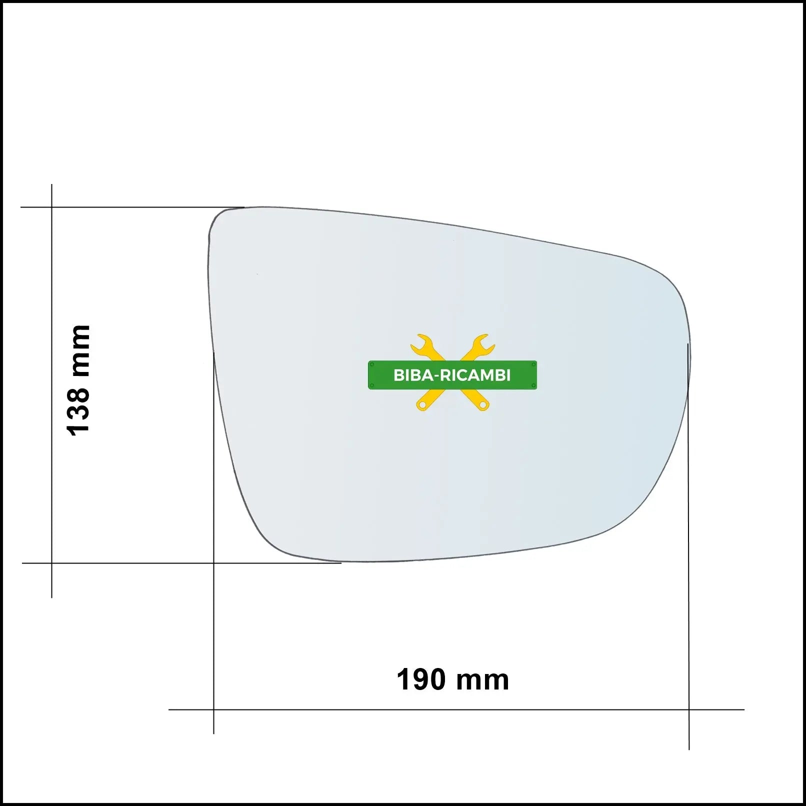 Piastra Specchio Retrovisore Termica Lato Dx-Passeggero Per Kia Carens IV dal 2013&gt; BIBA-RICAMBI