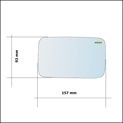 Vetro Specchio Retrovisore Cromato Asferico Lato Sx-Guidatore Per Volkswagen Polo (86C) dal 1981-1994