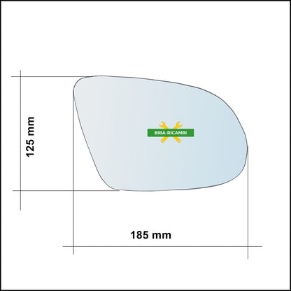 Vetro Specchio Retrovisore Cromato Asferico Lato Sx-Guidatore Per Audi A8 III (4H2) solo dal 2014-2018