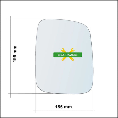 Vetro Specchio Retrovisore Lato Dx-Passeggero Per Volkswagen Transporter T4 dal 1990-2003 BIBA-RICAMBI