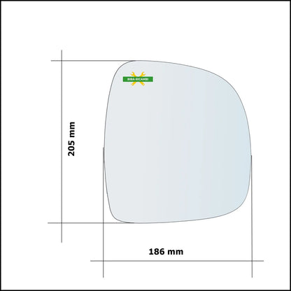 V. Piastra Specchio Retrovisore Asferica Termica Lato Sx-Guidatore Per Mercedes Vito II (W639) dal 2003-2011 BIBA-RICAMBI