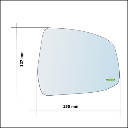 V. Piastra Specchio Retrovisore Asferica Lato Dx-Passeggero Per Ford Focus II (DA) solo dal 2007-2013 BIBA-RICAMBI