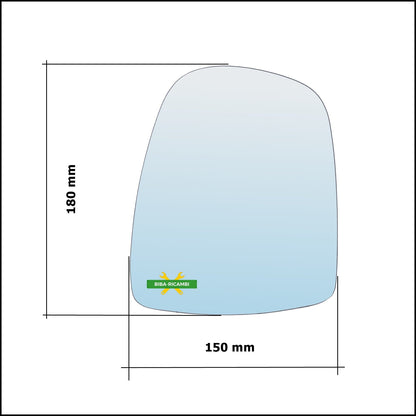 Piastra Specchio Retrovisore Termica Lato Sx-Guidatore Per Nissan Primastar (X83) dal 2002-2013 BIBA-RICAMBI