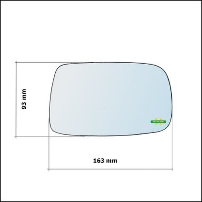 Vetro Specchio Retrovisore Cromato Asferico Lato Sx-Guidatore Per Toyota Yaris I (P1) dal 1999-2005 (versione Giapponese)