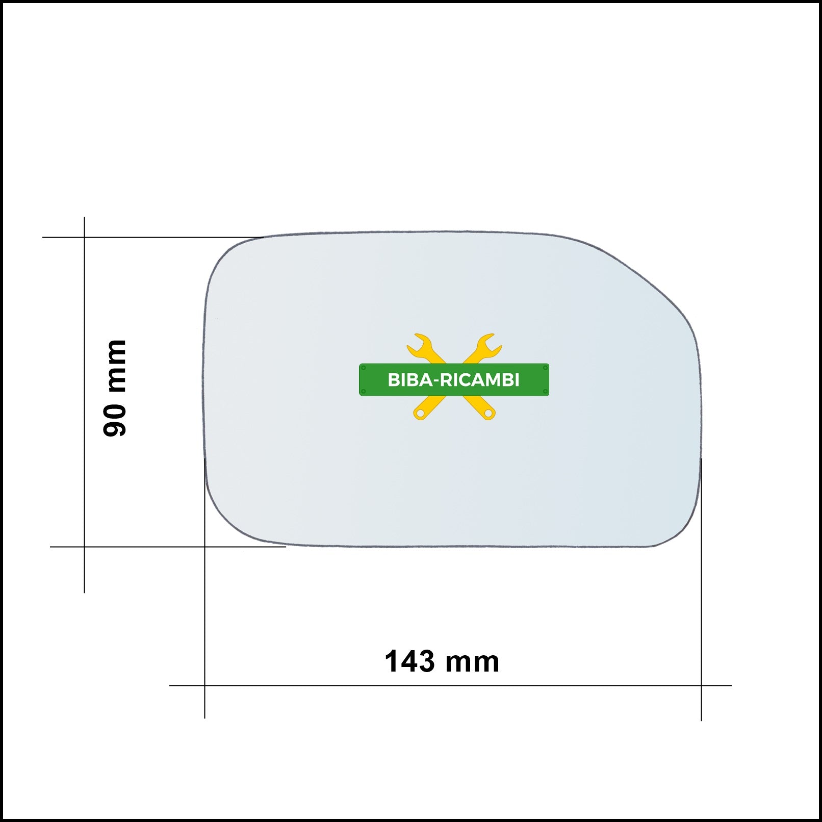 Vetro Specchio Retrovisore Asferico Lato Sx-Guidatore Per Peugeot 106 II (1) dal 1996-2005 (specchio meccanico) BIBA-RICAMBI