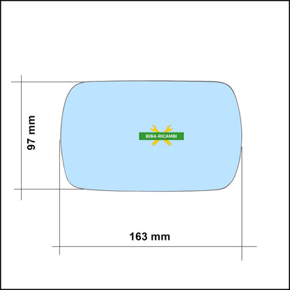Vetro Specchio Retrovisore Azzuratto Asferico Lato Dx-Passeggero Per Alfa Romeo 164 dal 1987-1998 BIBA-RICAMBI