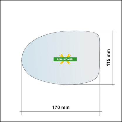 Vetro Specchio Retrovisore Cromato Lato Sx-Guidatore Per Renault Twingo I (C06) solo dal 1993-2007 BIBA-RICAMBI