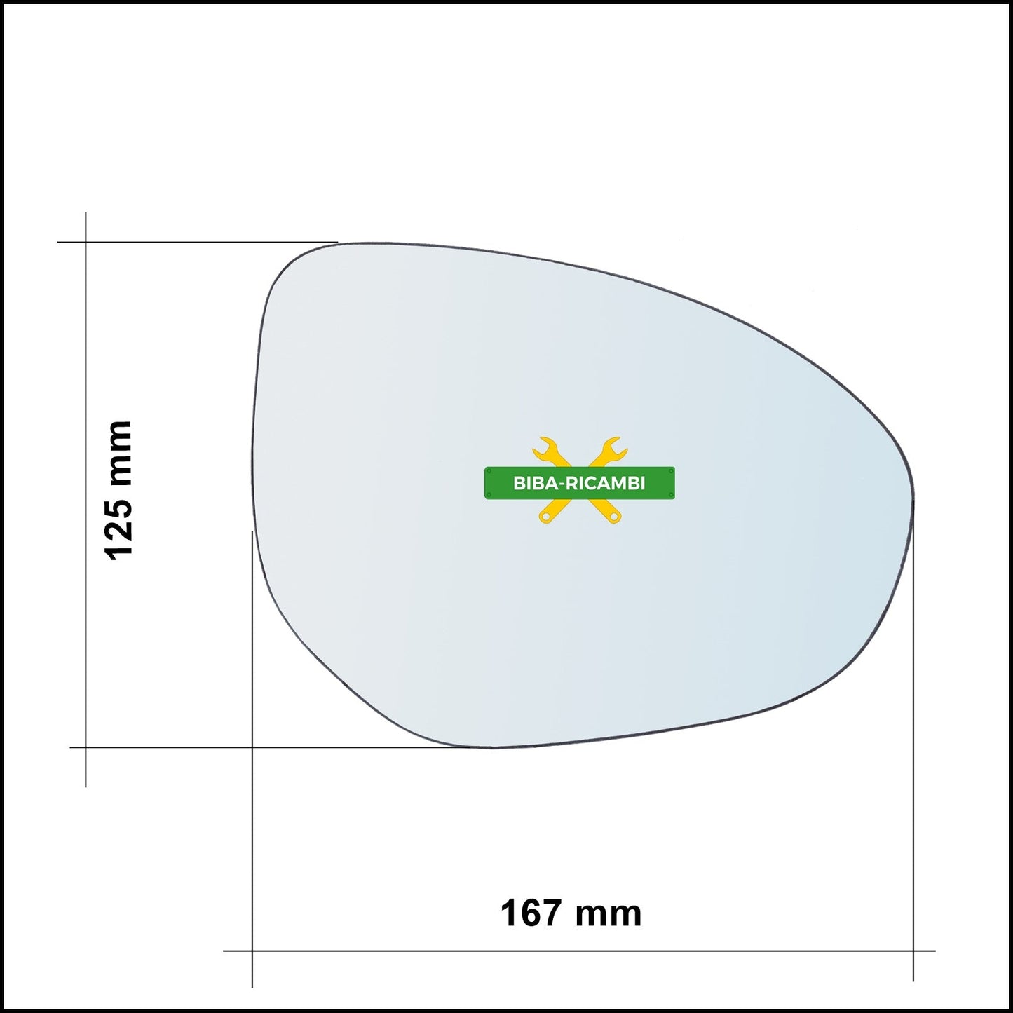 Vetro Specchio Retrovisore Cromato Lato Dx-Passeggero Per Mazda 2 II (DE) dal 2007-2015 BIBA-RICAMBI