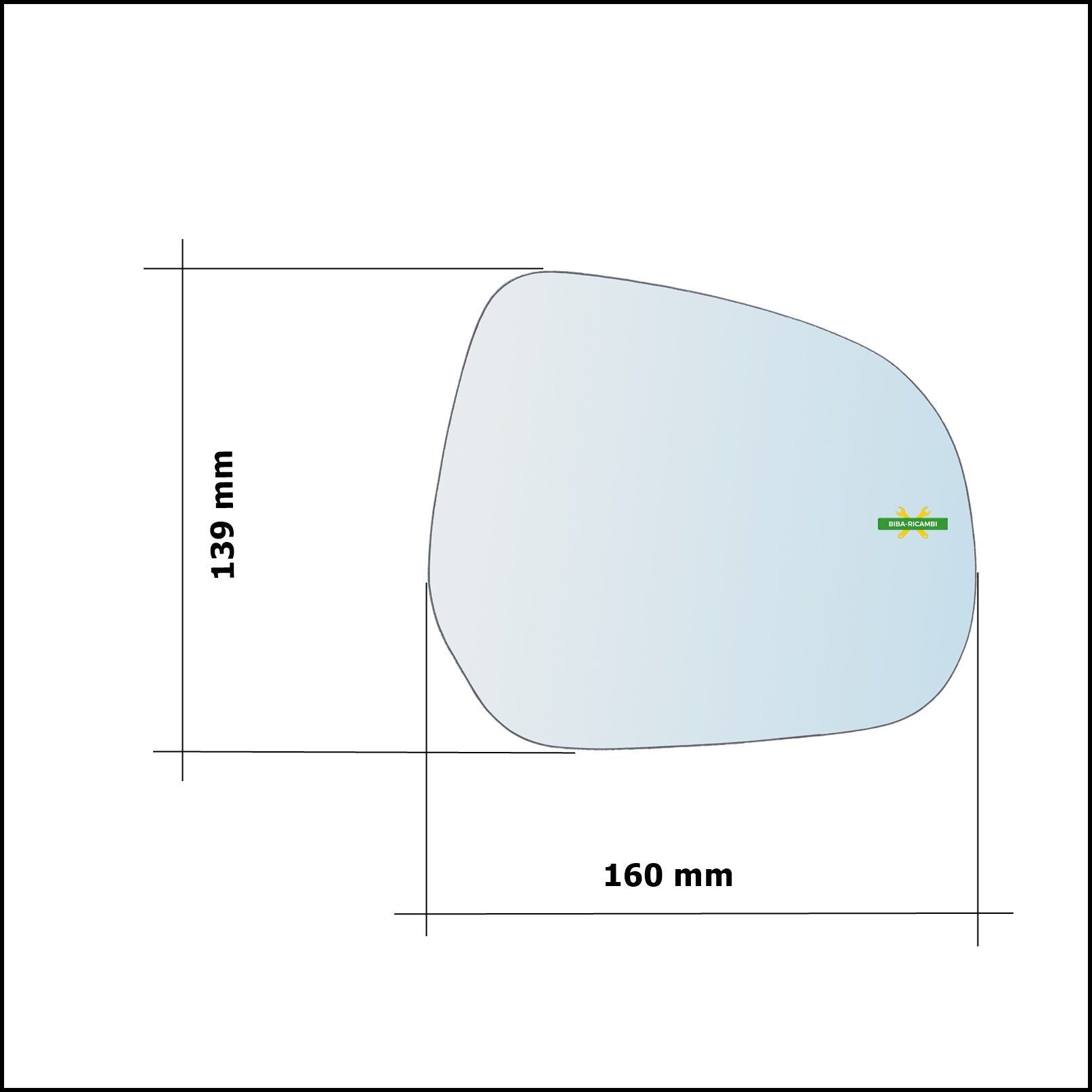 Piastra Specchio Retrovisore Termica Asferica Lato Dx-Passeggero Per Suzuki Splash (EX) dal 2008&gt; BIBA-RICAMBI