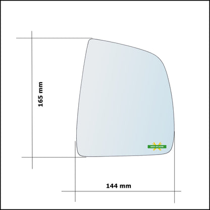 V. Piastra Specchio Superiore Retrovisore Termica Lato Dx-Passeggero Per Fiat Doblo II (263) dal 2009&gt; BIBA-RICAMBI