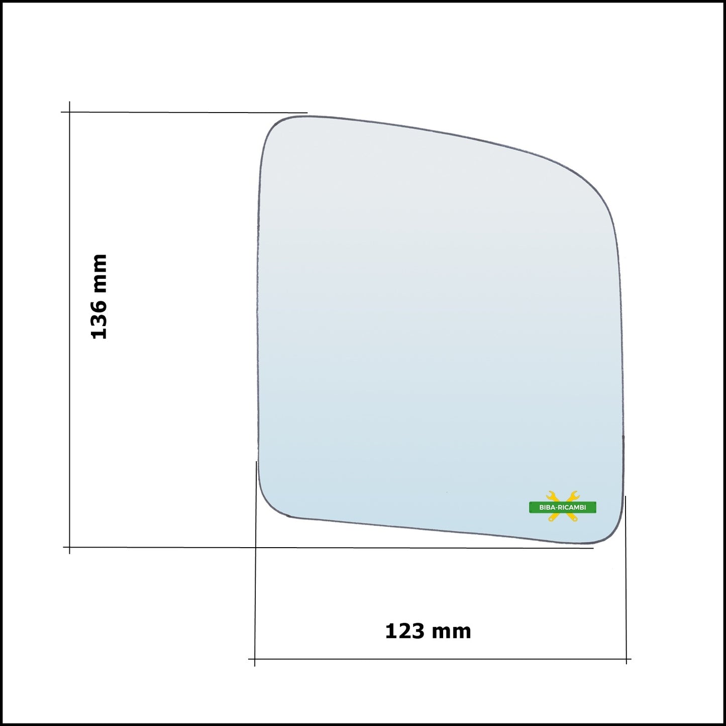 Vetro Specchio Retrovisore Cromato Asferico Lato Sx-Guidatore Per Ford Transit Connect I dal 2002-2013